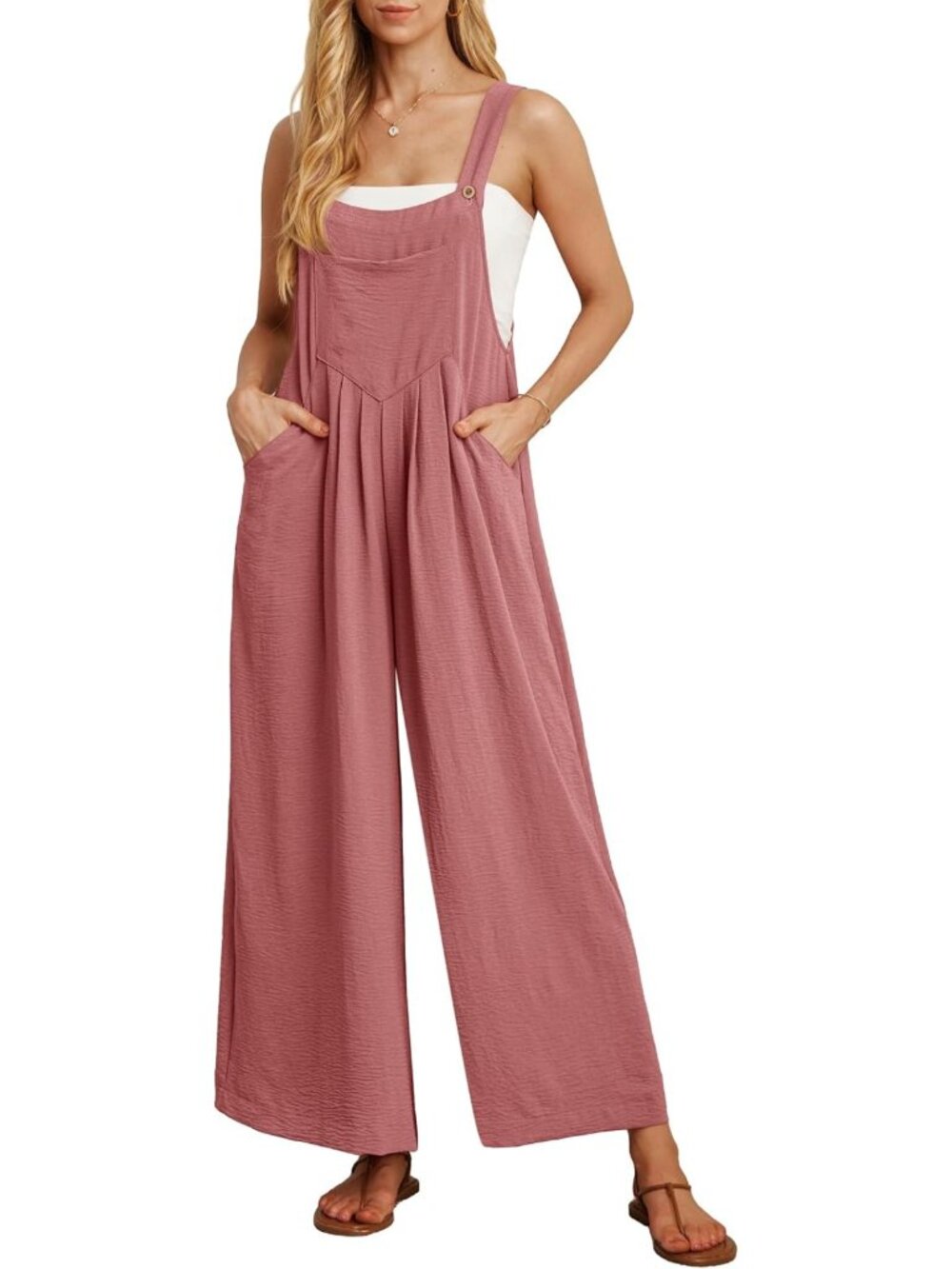 Boho Wide Leg Summer Jumpsuit for Women | Casual Loose Romper with Pockets